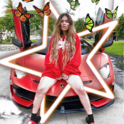 freetoedit star karolg butterflies red car