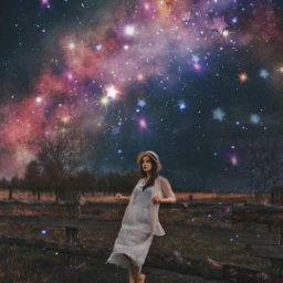 freetoedit starrynight beautiful girl woman space sky night surreal fantasy srcgentlebluestars gentlebluestars picsart dreamy