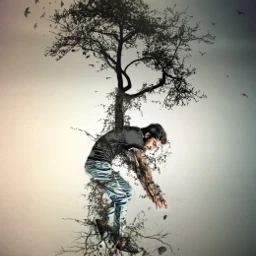freetoedit tree man roots greybackground aestheticwallpaper picsart ircelevating elevating
