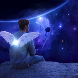 surreal cosmic angel wings space interesting aestheticedit purpleaesthetic freetoedit