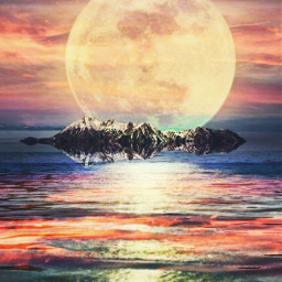 remixit water mountain mirroreffect moon myedit madewithpicsart freetoedit