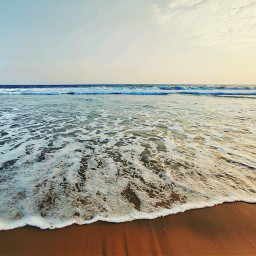 ocean sunset water sand waves blue freetoedit