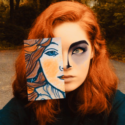 freetoedit surreal portrait redhead mask canvas