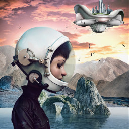 girl astronaut scifi nature mountains flying city sky unsplash alienized wallpaper uhd picsarteffects editedwithpicsart freetoedit