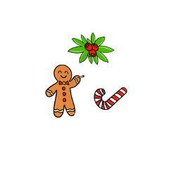 mistletoe christmas gingerbread man candycane stripes weed marijuana smoke cannabis girly cute festive jolly seasonal joint bong pipe bud pack cannabaddie freetoedit