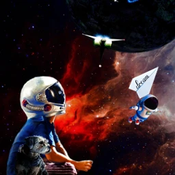 astronaut planets boy dog challenge picsartchallenge art editedbyme picsart freetoedit ircpaperplane paperplane