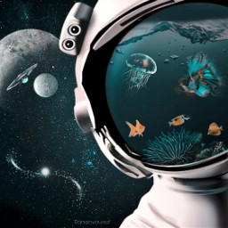freetoedit space galaxy astronaut sesamestreet water fish helmet