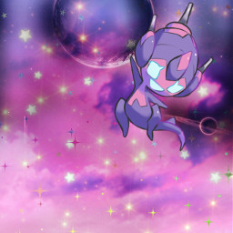 poipole pokemon purple purplepokemon edit moon stars cute galaxy freetoedit