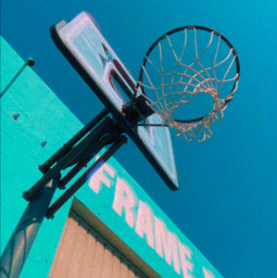 basketball blue sky sports basket turquoise building urban photography aesthetic california beach travel car text interesting hoop net freetoedit