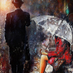 myedit rain autumn umbrella person street doubleexposure fantasy imagination freetoedit