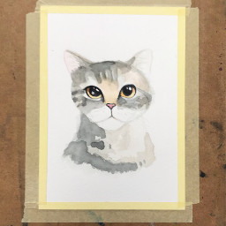 art traditionalart kittycat watercolor