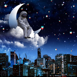freetoedit citylights cityview astronaut moon srccloudsmoonsandstars cloudsmoonsandstars