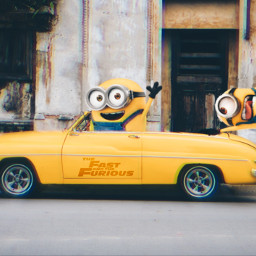 freetoedit minions remix mrlb2000 wallpaper banana movie car drive traffic yellow fun lol awesome myart madewithpicsart