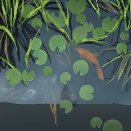 freetoedit study art artstudy fish pond lilypads plants koi koifish water illustration procreate procreatedrawing