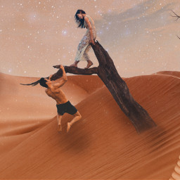 freetoedit picsart madewithpicsart sand desert surreal art people love wind tree