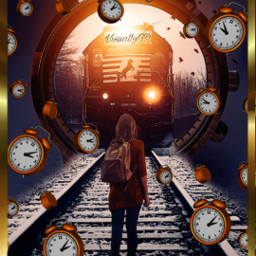picsart love creative inspiration train railroad girl editbydk visuallyop freetoedit srctimeflies timeflies