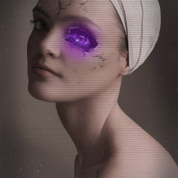 woman selfie eye purple surreal cracks tear rip vignette purpleglow sparkles glitter freetoedit