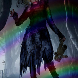 picsartchallenge rainbow girl horror heypicsart color visualart fantasy srcundertherainbow undertherainbow