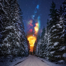 backgrounds moon winter winterforest forest snow snowing trees heypicsart madewithpicsart freetoedit