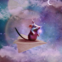 freetoedit surreal cute mouse space moon cutouttool imagination be_creative animal fantasy madewithpicsart myedit enigmaart