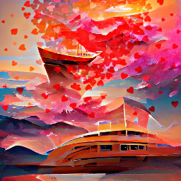 freetoedit art bright bold boat ship hearts heart boats ships waves