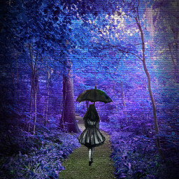 nature outside blue alone walking lady fantasy bildbearbeitung freetoedit