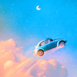 clouds sky car surreal digitalart madewithpicsart creativity moon flyingcar
