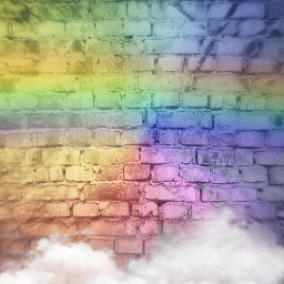 freetoedit background spacer rainbow bricks cement rainbowbricks clouds whiteclouds colorful focalzoom magical