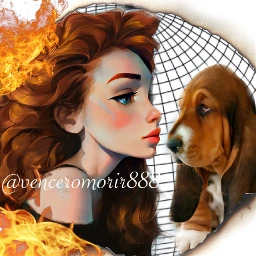 freetoedit girl dog pet burnedpaper fire srcburntpapersticker burntpapersticker