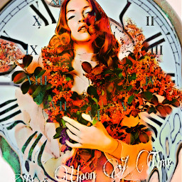 freetoedit woman pretty time text clock watch numbers flowers redhair person