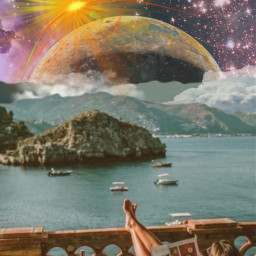 freetoedit italy europe space galaxy collage luxury asthetic glamour planets stars vacation sunshine clouds mountains illusion