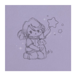 viridess chibi drawing cute sparkles xx_shad0w purple dreamlike stars ponytail duck clip sweater hoodie doggo puppy freetoedit