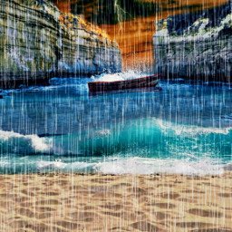rain ocean beach waves rocks boat freetoedit ircalonelyboat alonelyboat