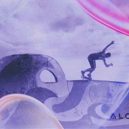 purple art picsart blue filter colours wave bubbles skateboard alone explore edit aesthetic themind freetoedit