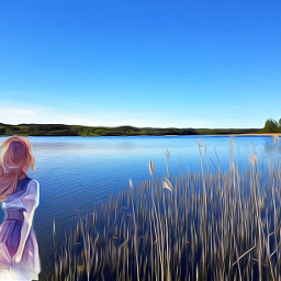 freetoedit girl fille lac lake pov paysage landscape water eau see vue effect effet cutation