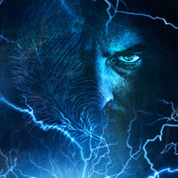 thunder lightining blue angryman picsart madewithpicsart feather freetoedit