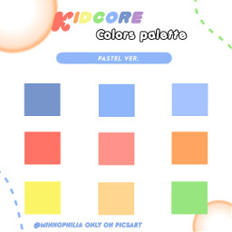 freetoedit colours colorpalette colourpalette kidcore pastel blue red yellow orange green