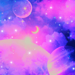 freetoedit glitter sparkles galaxy sky stars planets space cute pastel pink purple neon aesthetic landscape night inspirational overlay background madewithpicsart replay