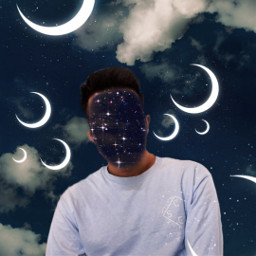moon night nightsky aesthetic guy person man human portrait edit replay tumblr cutout sky freetoedit