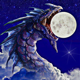 dragon moon cloud space freetoedit