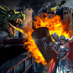freetoedit dragon bridge knight fantasyart magical fantasy