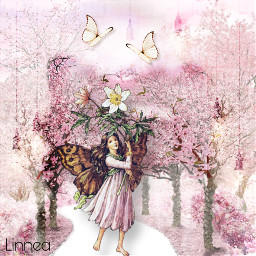 freetoedit spring pink wonderland fairytail fairytailworld fantasy art interesting edited collage nature trees garden park springtime springflowers