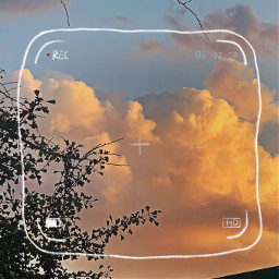 freetoedit 对焦框 frame sticker record sky 云 cloud 天空 日落 sunset 手绘 涂鸦 doodle