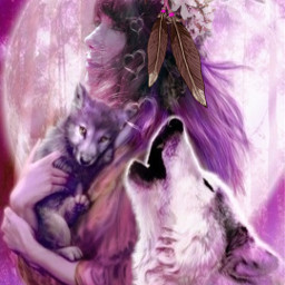 wolf indian myself moon fullmoon purple freetoedit