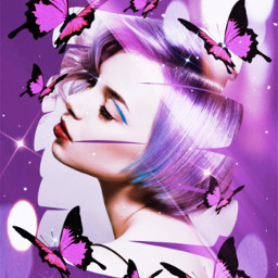 replay makeawesome beautiful butterflyeffect portraiture digitalart manipulation portrait pink purple picsartbr2 picsartreplay womanportrait butterflies freetoedit