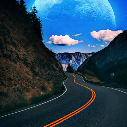 road street mountain moon blueaesthetic picsartedit picsarteffects simply simpleedit freetoedit heypicsart