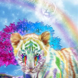 picsart love creative inspiration rainbow colorful tiger cub visuallyop editbydk freetoedit srcrainbowgrimetears rainbowgrimetears