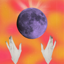 moon magical cosmos hands retro whimsy collage collageart femaleartist freetoedit