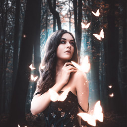 madewithpicsart madebyme myedit picsart gothic people gloomy dark shadowy butterfly fly night woods forest girl women hot beautiful portrait editedbyme remixed conceptart photomanipulation surreal doubleexposure freetoedit