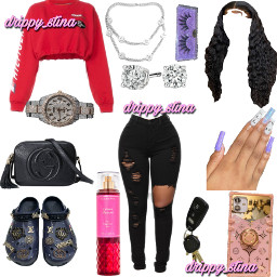 drippy_stina drippy_stinaoutfits iphone13pro rolexwatch ootd outfitideas fashion red black crocs freetoedit